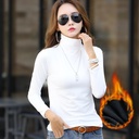 Autumn and winter ladies high collar plus velvet long sleeve bottoming shirt T-shirt Women's solid color large size women's clothing a generation of hair