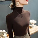 De velvet bottoming shirt for women autumn and winter all-matching solid color turtleneck long sleeve double-sided velvet inner western style top