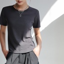 Summer threaded cotton round neck solid color short sleeve women's loose Korean style bottoming shoulder T-shirt simple all-match top