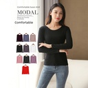 Spring and Autumn Modal Base Shirt Women's Large Size Long-sleeved T-shirt Women's Inner Autumn Clothes Round Neck All-match Thin Top