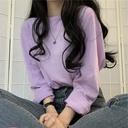 spring and autumn Korean style solid color long-sleeved T-shirt women's loose all-match student clothes women's tops