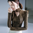 Fu Sheng Ji Liang Silk Long Sleeve Autumn and Winter Hanging Neck Top with Base Shirt Western European Style Small Shirt