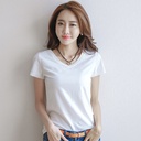 spring and summer women's pure white short sleeve top T-shirt women's short base shirt