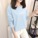 Solid color long sleeve T-shirt women's spring and autumn T-shirt Joker base shirt slim slim slim white T-shirt