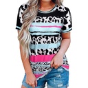 Summer Leopard Print Short Sleeve Top Women Slim-fit Crewneck T-shirt