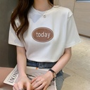 White Short-sleeved T-shirt Women's Summer Round Neck Loose Printed Niche Design Top Women's Instagram Fashion