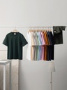 240g Combed Cotton Short Sleeve Summer Heavy Cotton T-shirt Men's Loose Crewneck Top Solid Color Base Shirt Women