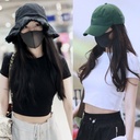 Mini Yang's Same Style Black Short T-shirt Women's Short-sleeved Navel-exposed Korean Slim-fit Navel-leaking Sexy All-match Top