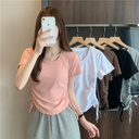 Drawstring Short-sleeved T-shirt Women's Spring and Summer Korean-style Sweet and Hot Style Slim-fit Slimming Short Chic Short-sleeved Top