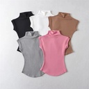 Pure Style half turtleneck solid color short-sleeved T-shirt for women Summer sexy tight waist short hot girl top ins fashion