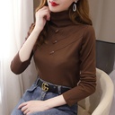 Half-high Collar Fashionable Simple Base Shirt Women's Autumn and Winter Interior Fleece Stylish Small Shirt Slim-fit Long-sleeved T-shirt Top