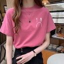 Short-sleeved T-shirt Women's Summer Korean-style Student Printed Round Neck Top Loose Half-sleeved T-shirt Base Shirt