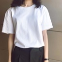 Summer Large Size White T-shirt Short-sleeved Women's Korean-style Student Base Slim-fit Solid Color Simple T-shirt Top