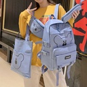 Primary School Junior High School Student Backpack Four-piece High School Student Lightweight Schoolbag Campus Sweet Student Solid Color Backpack