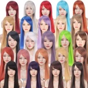 cosplay wig color universal long straight hair cartoon ancient costume styling headgear 80cm cartoon straight hair