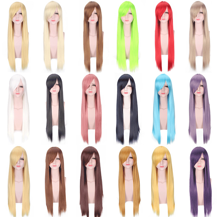 cosplay wig universal 80cm color long straight hair men and women Universal straight hair factory