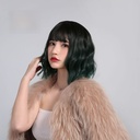 欧烁厂家批发假发女韩版时尚渐变北极星绿色逼真玉米烫短卷发现货