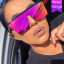 Purple Sunglasses Trendy Large Frame One-piece Sunglasses Women's Street Photographer Driving Sunglasses Vintage