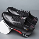 Men's High-top Spring Casual Sneakers Leather-top Comfortable Sneakers British-style Inner Height Increasing Men's Shoes