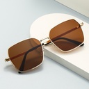 Metal Simple Square Large Frame Sunglasses Fashion Commuting Vintage Sunglasses Korean Style Plain Anti-UV Glasses