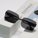 Frameless Cut-edge Men's and Women's Sunglasses Fashion Thick-edge Hollow-out Mirror Legs Trendy Sunscreen Sunglasses