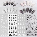 Factory Japanese style nail sticker ballet ribbon star moon dream butterfly flame black and white nail sticker decoration