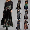 autumn and winter hot selling women's printed long sleeve elegant slim fit long dress women