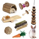 Hamster rabbit molar bite toy apple wood bite string straw stick sweet bamboo branch grinding ball roller combination suit