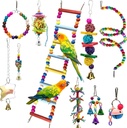 Parrot bird toy bird cage swing stand rod parrot bite toy educational bird toy combination suit