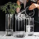 ins风透明直筒玻璃落地大花瓶批发富贵竹花瓶摆件水培玻璃器皿