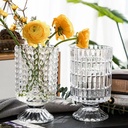 Embossed glass vase European-style tall transparent flower home decoration ornaments ins creative hydroponic vase