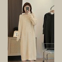 Hooded mid-length autumn and winter inner knitted dress lazy style loose slimming women's sweater dress