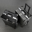 Adult corner trolley case business aluminum alloy case solid color zipper suitcase anti-fall charging port zipper suitcase