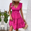 亚马逊独立站夏季爆款热卖时尚跨境裙子欧美无袖显瘦纯色连衣裙