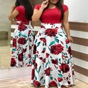version of style flower printed color matching short sleeve large size dress for women