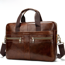 Men's briefcase leather men's bag business bag 14 inch computer bag men's hand shoulder Business bag