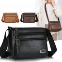 fashion Men's bag large capacity thickened PU leather shoulder messenger bag briefcase backpack waterproof men's multi-zipper