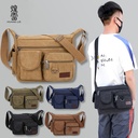 Men's Canvas Crossbody Bag Outdoor Travel Wear-resistant Men's Bag Large Capacity Work Site Shoulder Bag