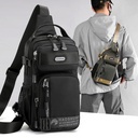 HAOSHUAI Men's Chest Bag Simple Shoulder Crossbody Bag Multifunctional Trendy Brand Crossbody Bag Trendy Messenger Bag