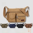 Men's Canvas Bag Shoulder Bag British Retro Fashionable Large Capacity Crossbody Bag Men's Casual Travel Business Bag