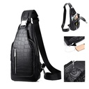 Brand Men's Bag Genuine Crocodile Pattern Shoulder Bag Men's Large Capacity Chest Bag Crossbody Multifunctional Chest Bag