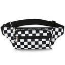 Checkerboard Waist Bag Women's Fashion Nylon Black and White Waist Bag Mobile Phone Bag Large Capacity Running Waist Bag Women