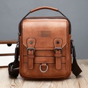 Men's Leather Bag Vintage Handbag Fashion Casual Crossbody Shoulder Bag Vertical Small Bag Leather Bag for Men