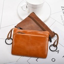Trendy Genuine Leather Men's Simple Coin Purse Women's Zipper Hand Wallet Vintage Short Cowhide Card Bag
