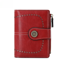 RFID women's wallet short card holder oil wax leather coin purse fashion buckle zipper wallet
