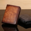 Special for Wipe Color Vegetable Tanned Leather Men's Wallet Anti-theft Brush Ultra-thin Top-layer Cowhide Short 30% Fold Men's Wallet