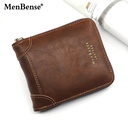 MenBense新款男士短款钱包休闲时尚大容量多卡位复古男士拉链钱夹