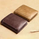 Factory direct men's wallet leather wallet driver's license wallet short men's leather ultra-thin boys wallet