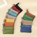 Factory direct small wallet portable top layer cowhide solid color coin bag mini ultra-thin leather zipper coin purse