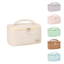 open lid cake cosmetic bag PU solid color portable wash bag cosmetics portable storage bag cosmetic bag